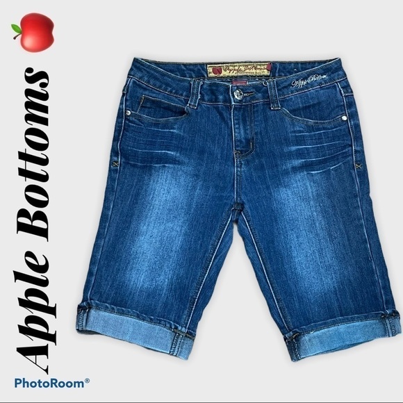 Apple BOTTOMS denim cuffed shorts - Picture 1 of 8
